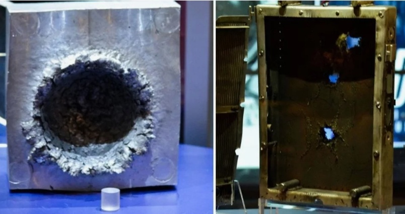 Взято из  открытых источников.Столкновение  песчинки с  МКС.