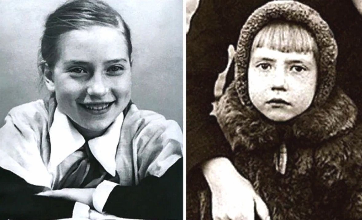 Инна Чурикова в детстве, слева фото 1953 г., справа 1949 г.