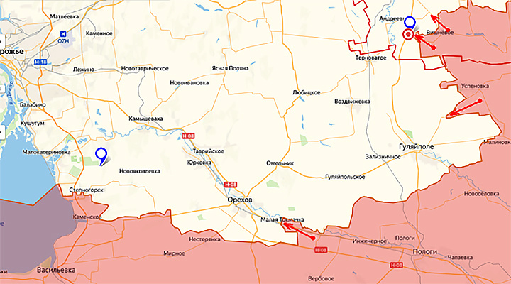    На схеме хорошо видно, как наша наступающая группировка "скатывает в рулон" украинскую оборону движением с востока на запад, наносит подсекающий удар с юга и одновременно режет линии коммуникаций врага, идущие на север. Источник: lostarmour.info