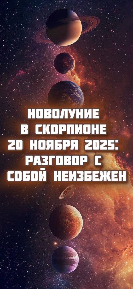 💫Новолуние в Скорпионе 20 ноября 2025 — время глубинных разговоров с собой
