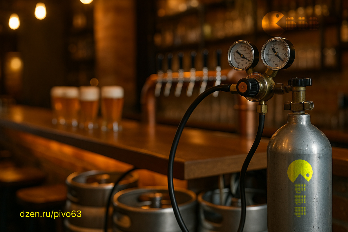 Газовый баллон CO₂ для разливного пива у барной стойки