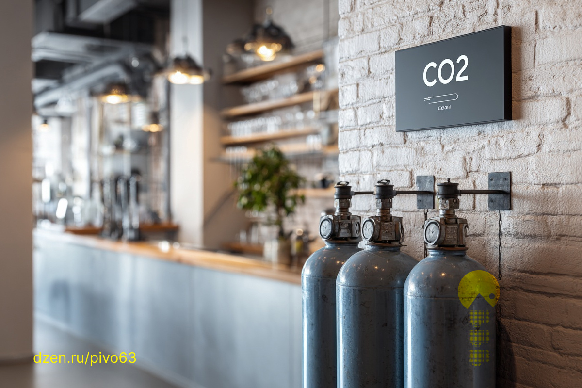 Зона безопасного хранения CO₂-баллонов для разливного пива