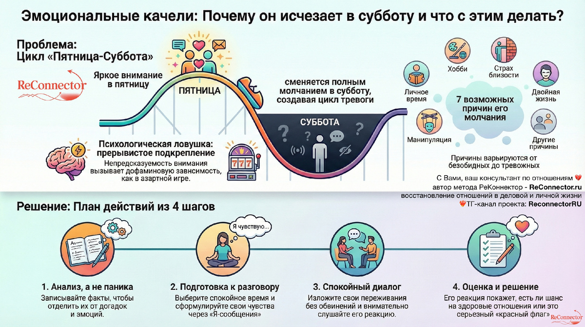 Эмоциональные качели: Почему Ваш мужчина исчезает в субботу?!