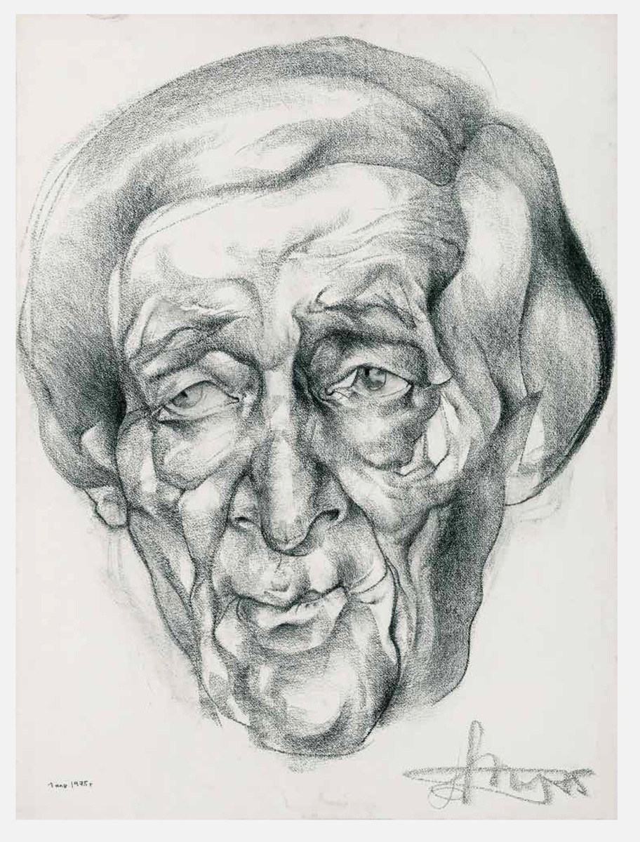 Б.Жутовский. Портрет Дмитрия Архангельского. 1975. бум., черн. карандаш. Работа находится в коллекции Музея Актуального Реализма