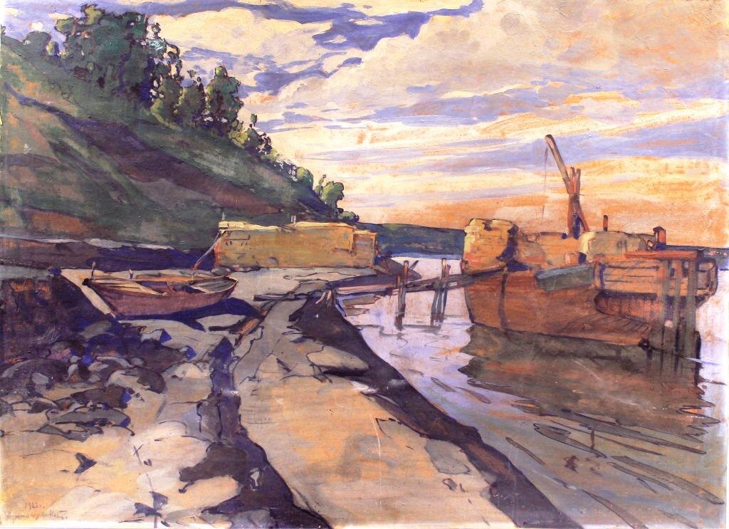 Д. Архангельский. Берег. 1922, карт, акв.