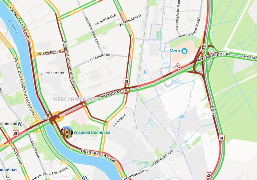    Фото: скриншот сервиса «Яндекс.Пробки»