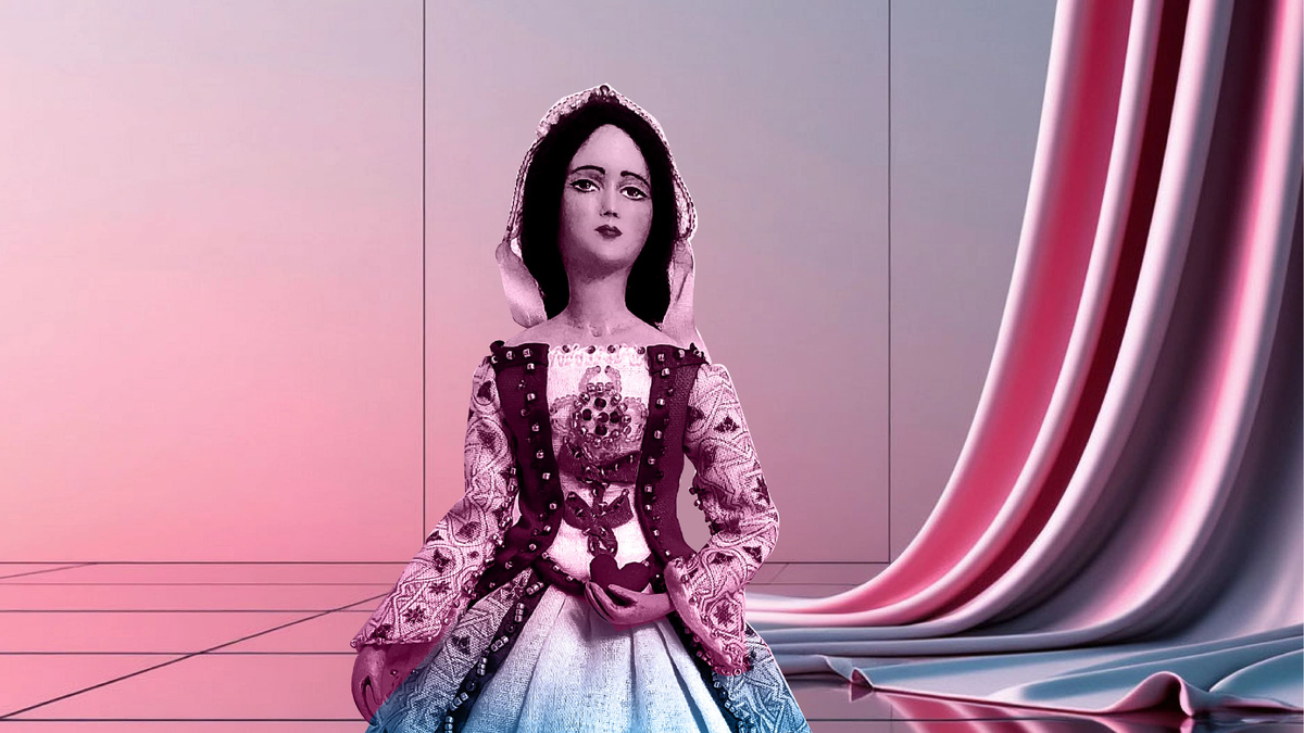 Авторская кукла «Дар». Дизайнерская обработка с использованием фона Шедеврум PRO