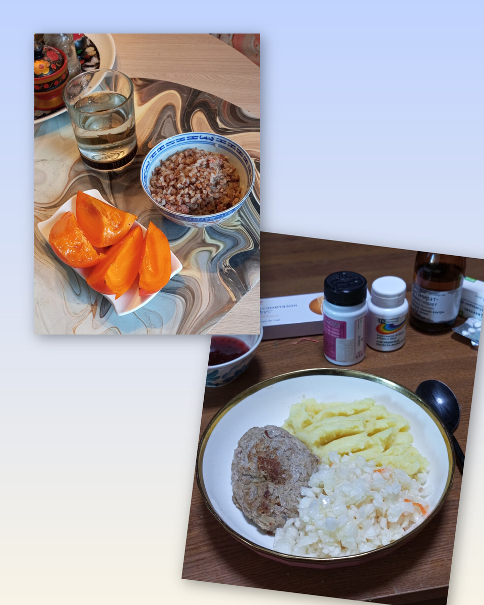 Ужин не сфоткала, половинка тарелки рыбных щей и пиала манной каши, и еще бутербродик с плавленым сыром, огурцом и красной рыбой