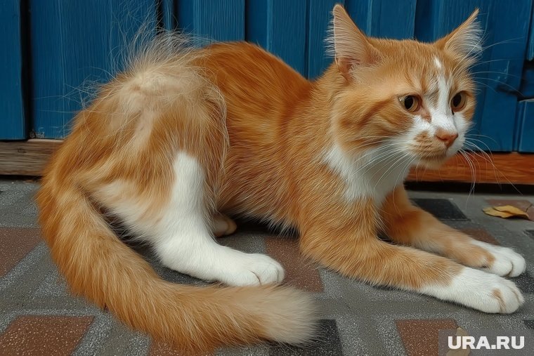    Выпадение шерсти у кошки - один из признаков появления блох