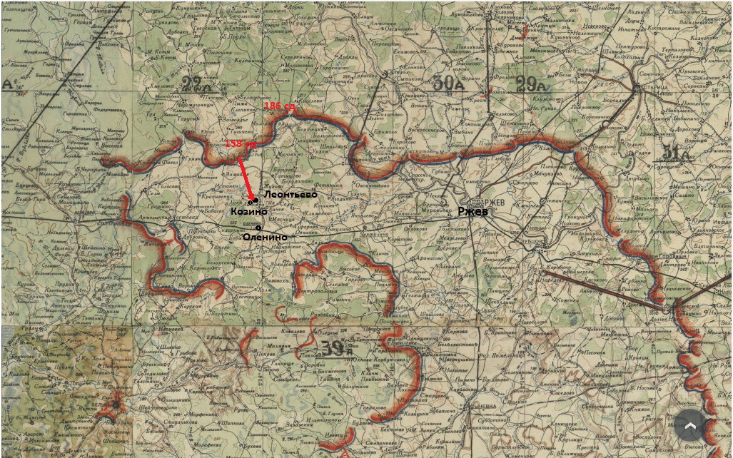 На карте Ржевско-Оленинского выступа Калининского фронта на 12.03.1942 я показал задачи наступления 158 сд,, о чём идет речь в этом очерке