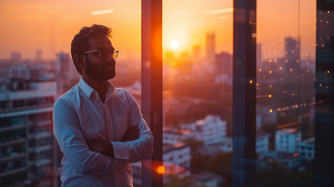 Радж смотрит на закат над Бангалором — город, где он отказался от $10 млн ради миссии, которая изменила жизни миллионов