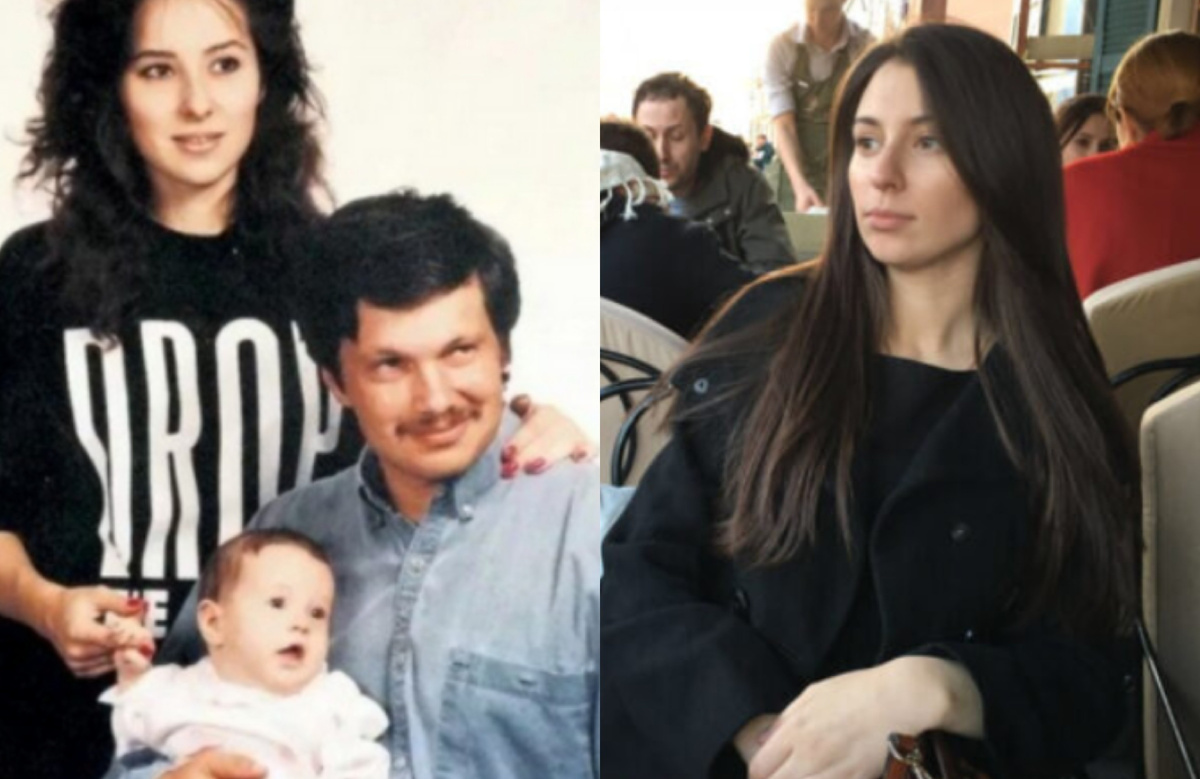 Владимир Соловьев с женой Юлией и дочерью Катей, справа Катя