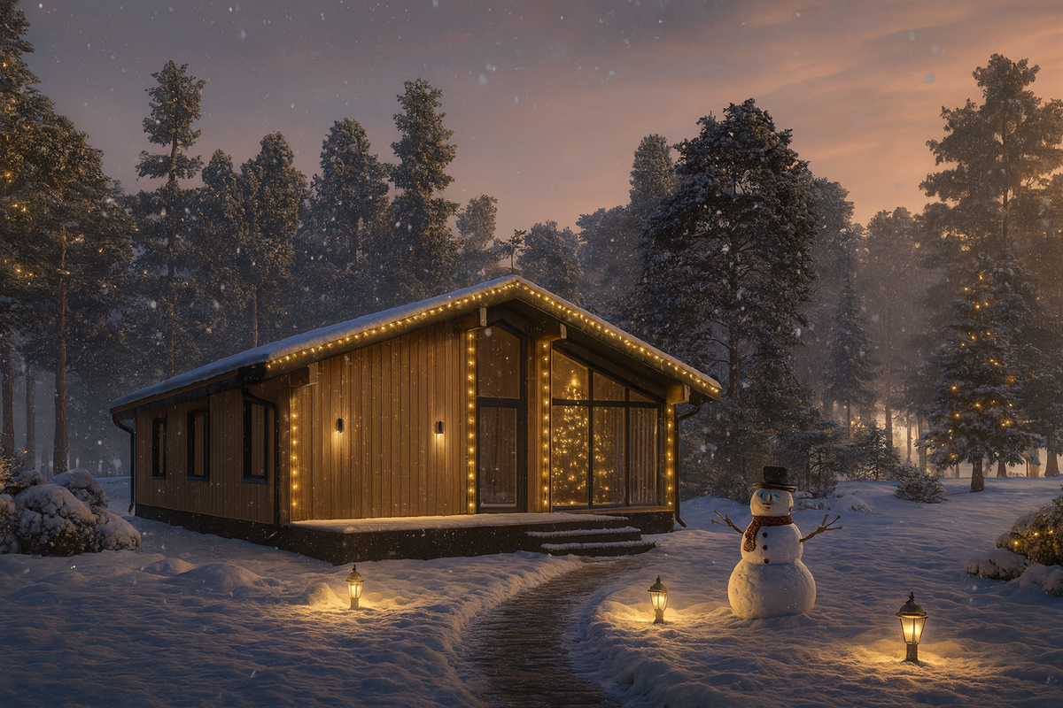 Каркасный дом Astra Prime от АСК ХОУМ в зимнем варианте