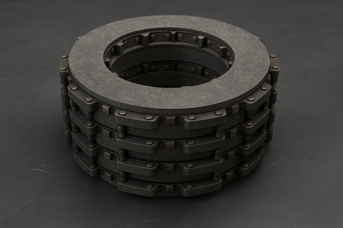 bzncarbon.com. Пакет карбон-карбоновых дисков (C/C). В авиационных системах используется чередование вращающихся и неподвижных дисков (статор/ротор) для поглощения огромной кинетической энергии, возникающей при посадке.