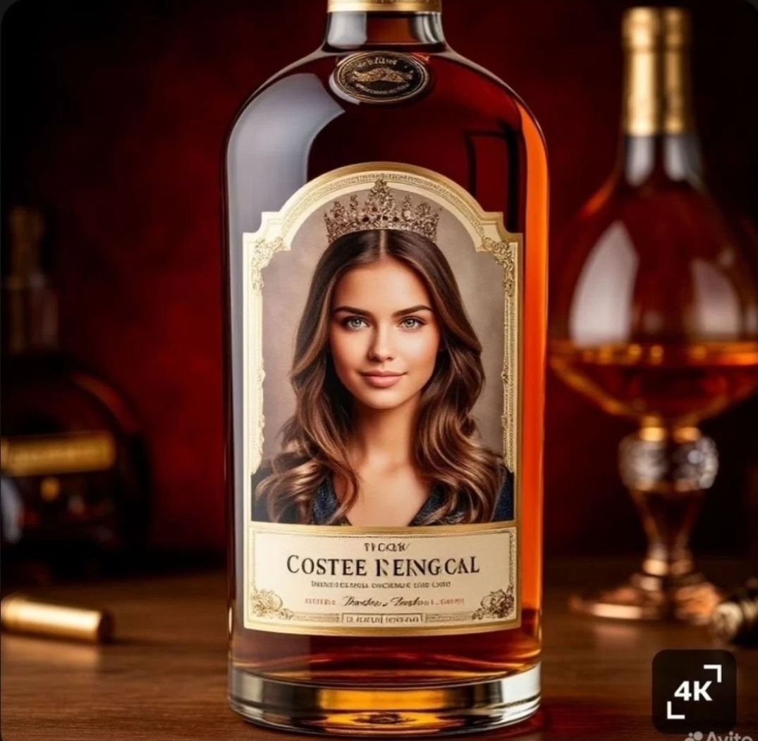 Именная этикетка на бутылку с вашим фото 