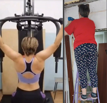 Начинала с 84кг (справа) при моём росте в 152см