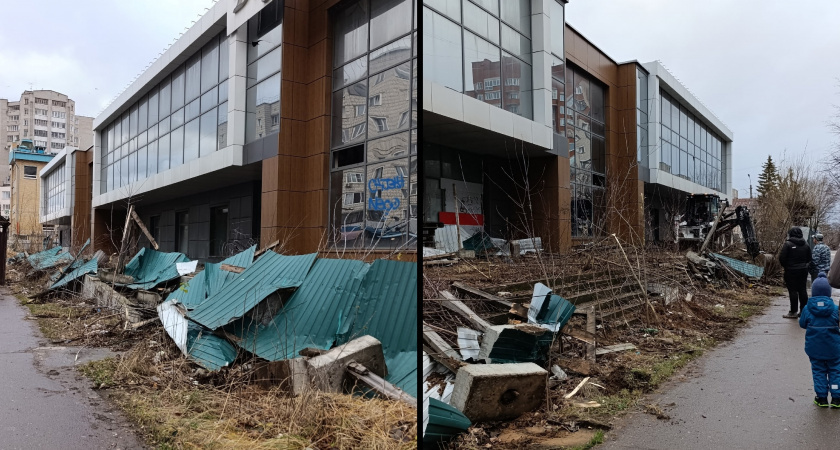    В Кирове у недостроенного ЖК "Вознесенский" заметили технику и убранный забор