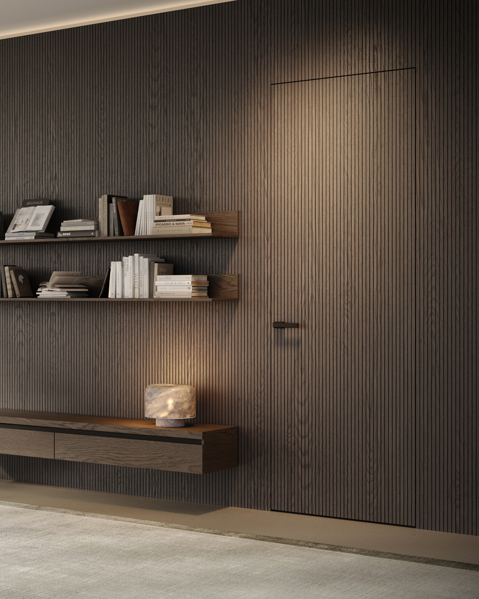 Двери скрытого монтажа в решении с компланарными панелями Фрамир