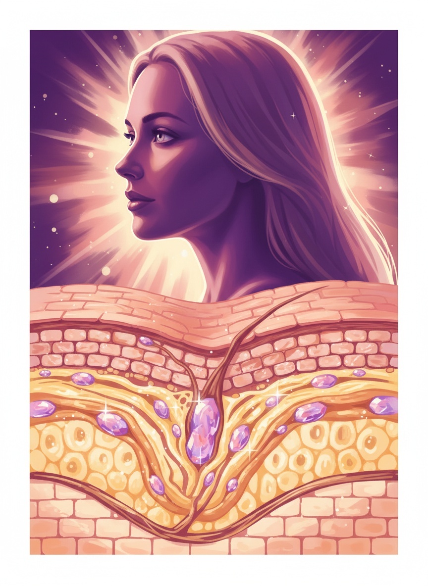 Иллюстрация структуры кожного барьера: эпидермис, липиды и защитный слой в мягком винтажном стиле