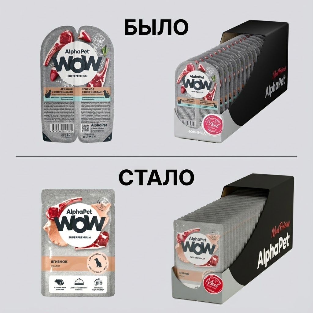 Почему на полках две разные упаковки WOW? / Изображение: AlphaPet