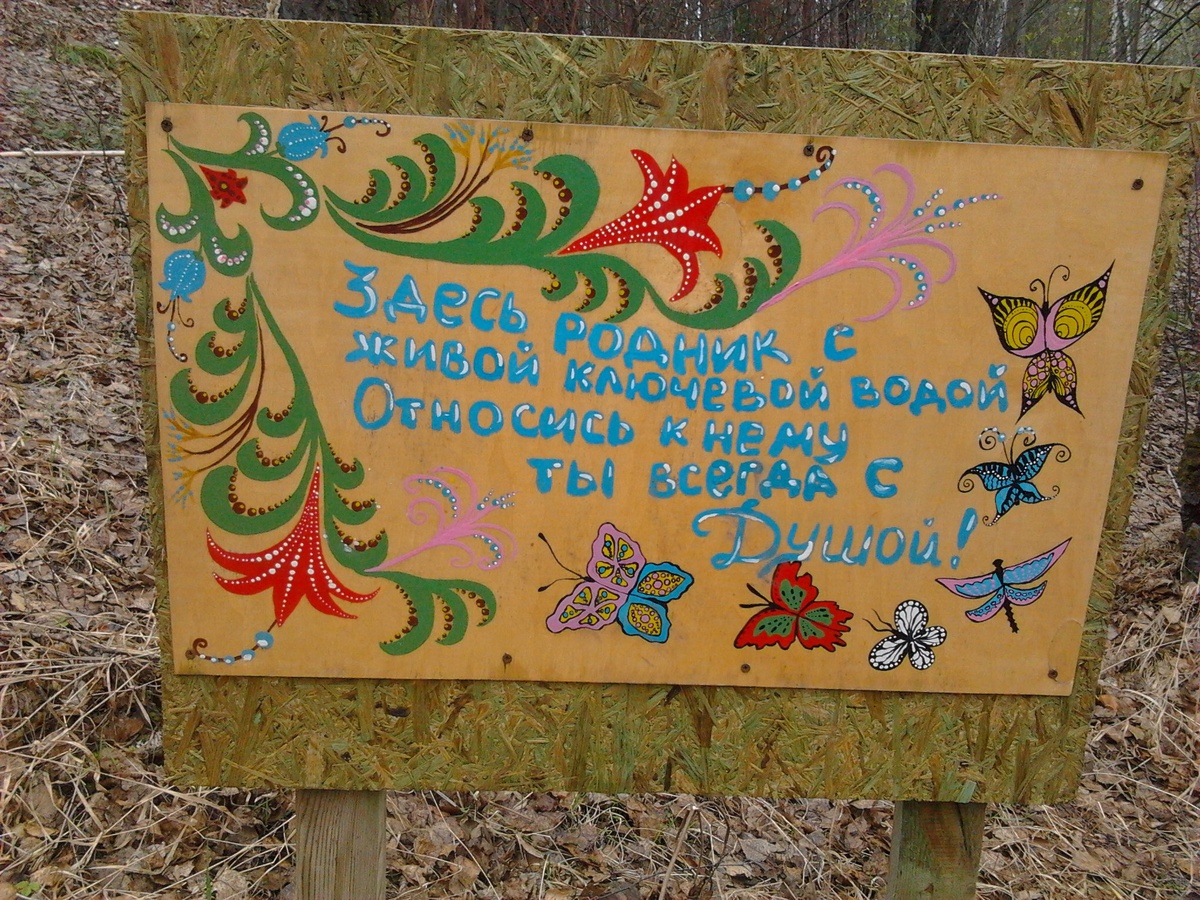 Нарисовала информационный щит. Друзья помогли установить возле родника