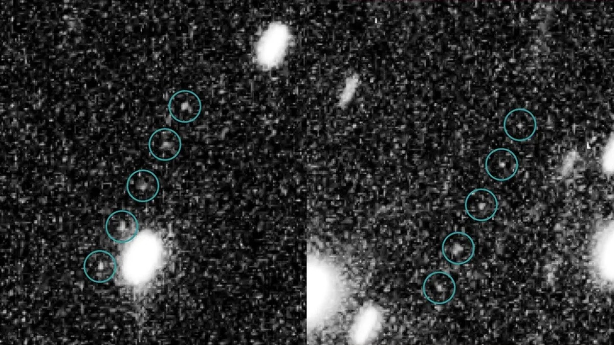 Объекты пояса Койпера, запечатленные телескопом «Хаббл».    
 Источник: NASA, ESA, SwRI, JHU / APL, New Horizons KBO Search Team  📷
