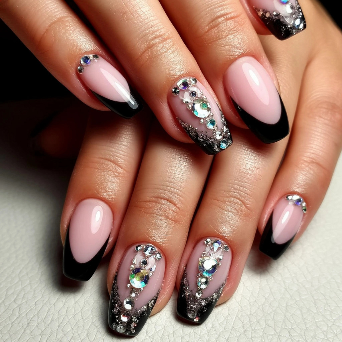 Маникюр со стразами.
