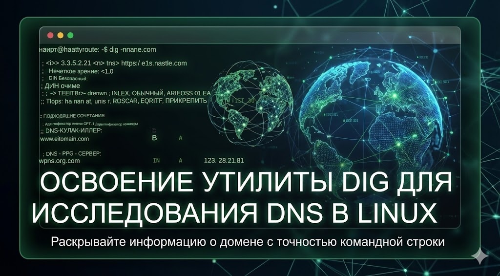 Обзор приложения DIG для анализа DNS в операционной системе Linux (Источник: Gemini).