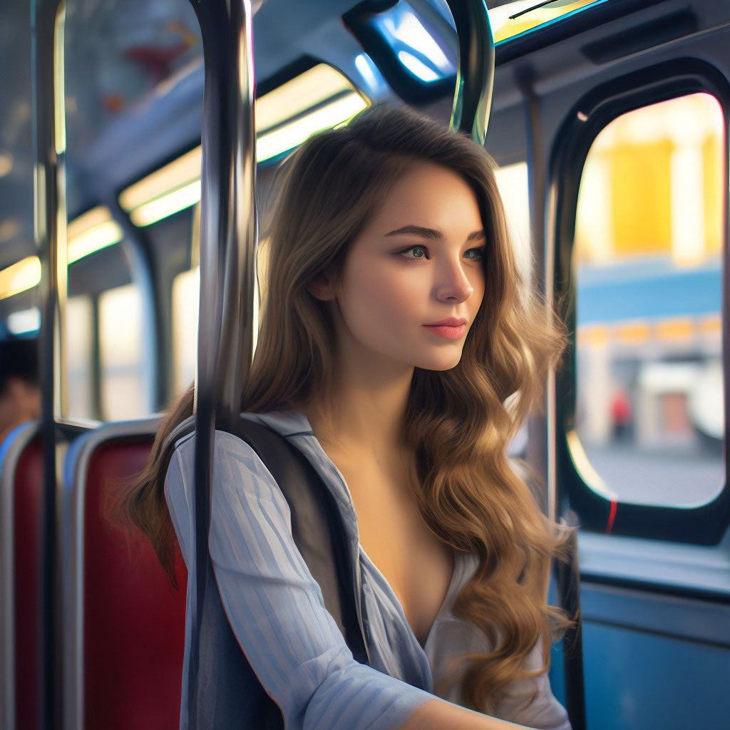 Девушка в автобусе.