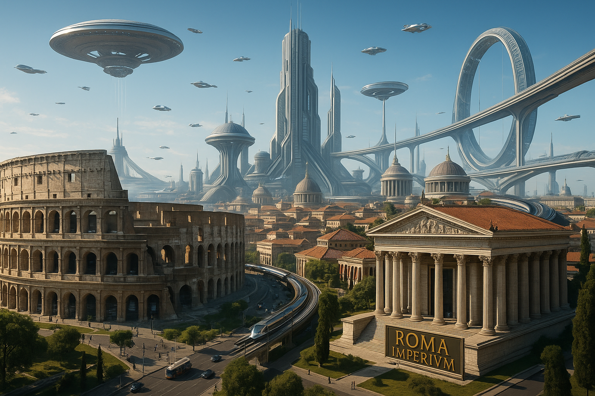Альтернативный современный Рим в наши дни в представлении ИИ