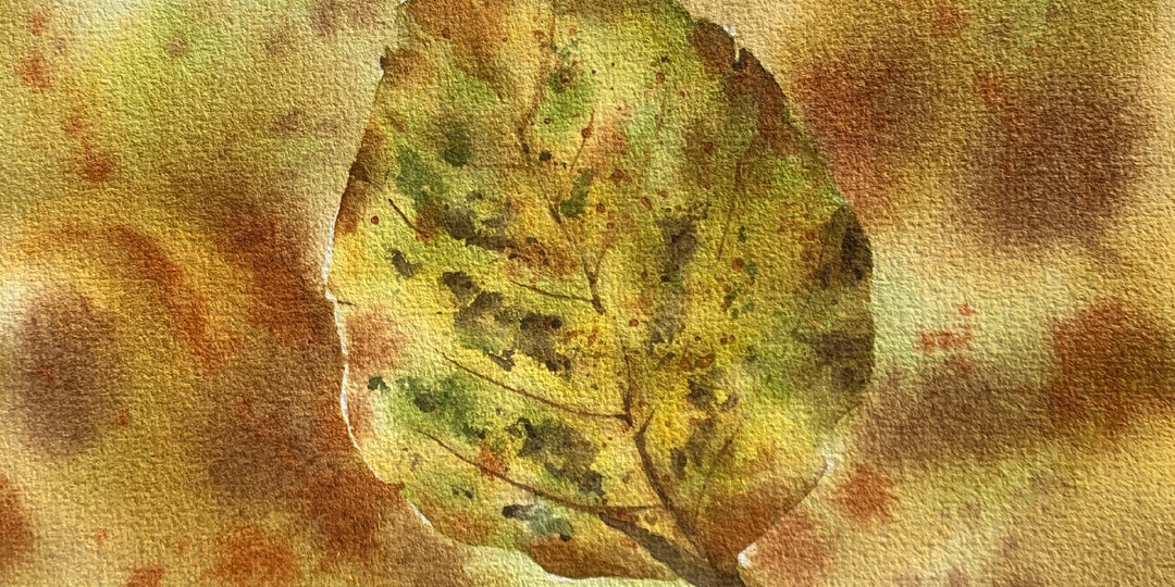 Рисуем последний осенний листочек сразу цветом!