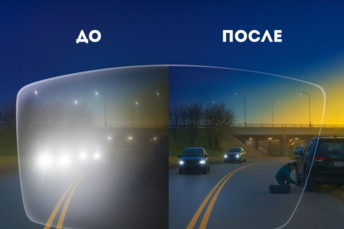 Очки с поляризацией для водителей: до и после.
