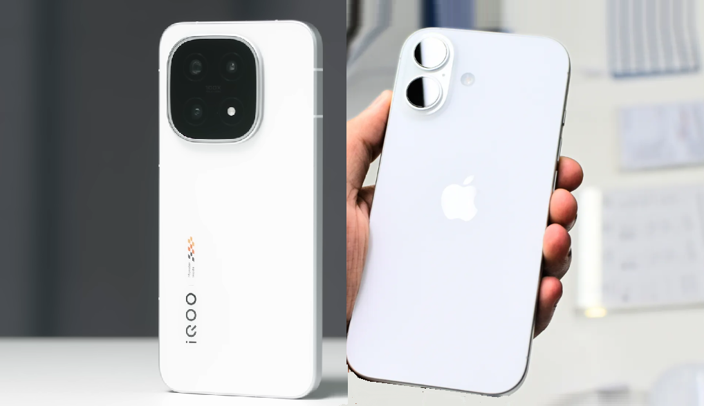 iQOO 15 слева и iPhone 17 справа