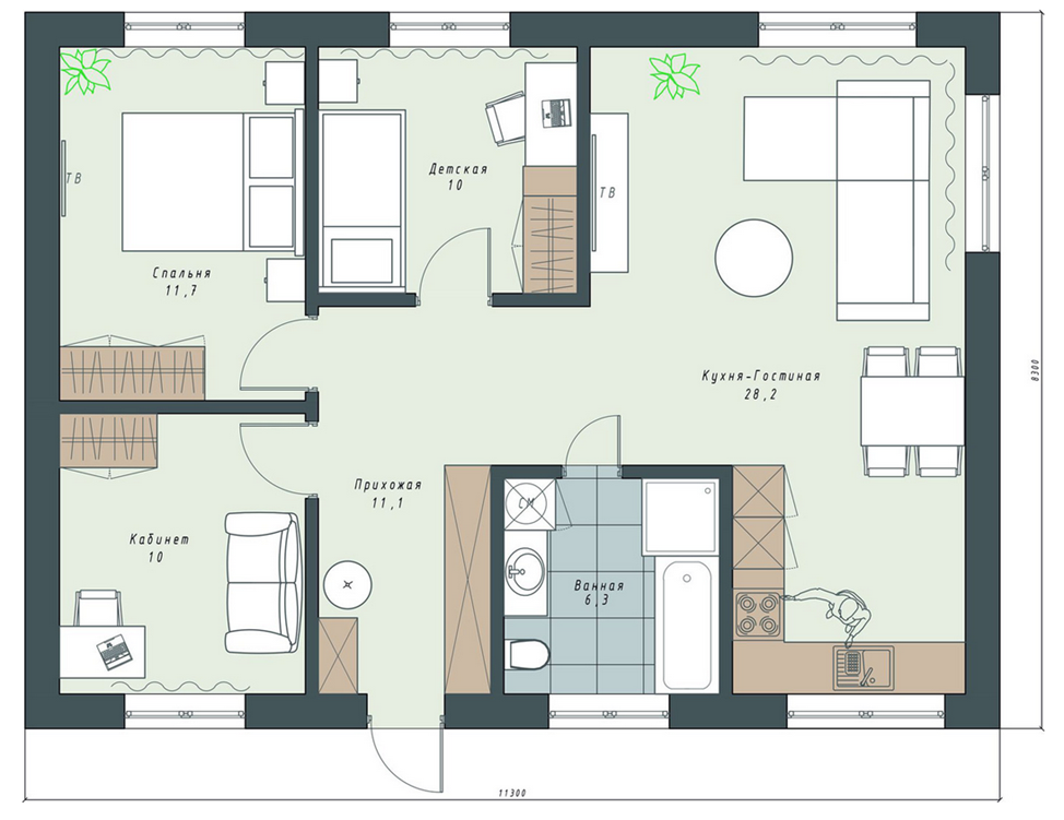 проект Тулон, 80 кв.м., второй свет