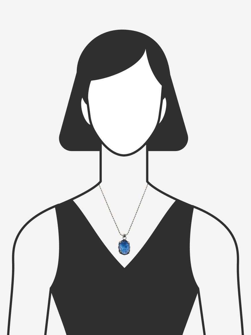 Кулон на цепочке из серебра с винтажным стеклом, жемчугом и голубым жадеитом Gem Kingdom арт. 76960