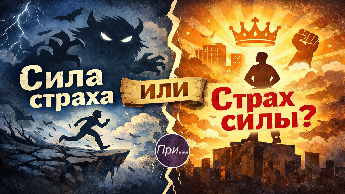 Титульная иллюстрация к статье Олега Лубски "Сила страха или страх силы?" | © авторы коллажа — ChatGPT5.2 & Олег Лубски 2025