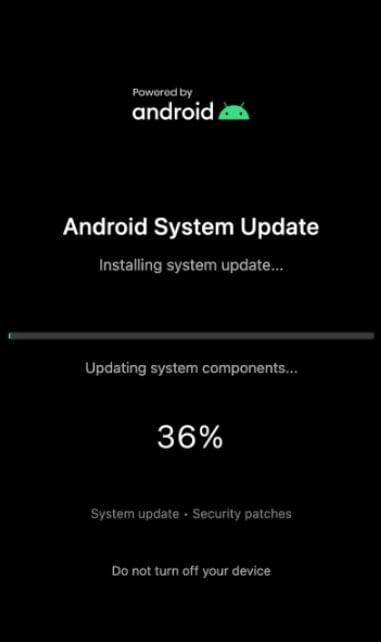 Исследователи показали пример поддельного окна «обновления системы Android», которое Sturnus выводит, чтобы скрыть вредоносную активность.