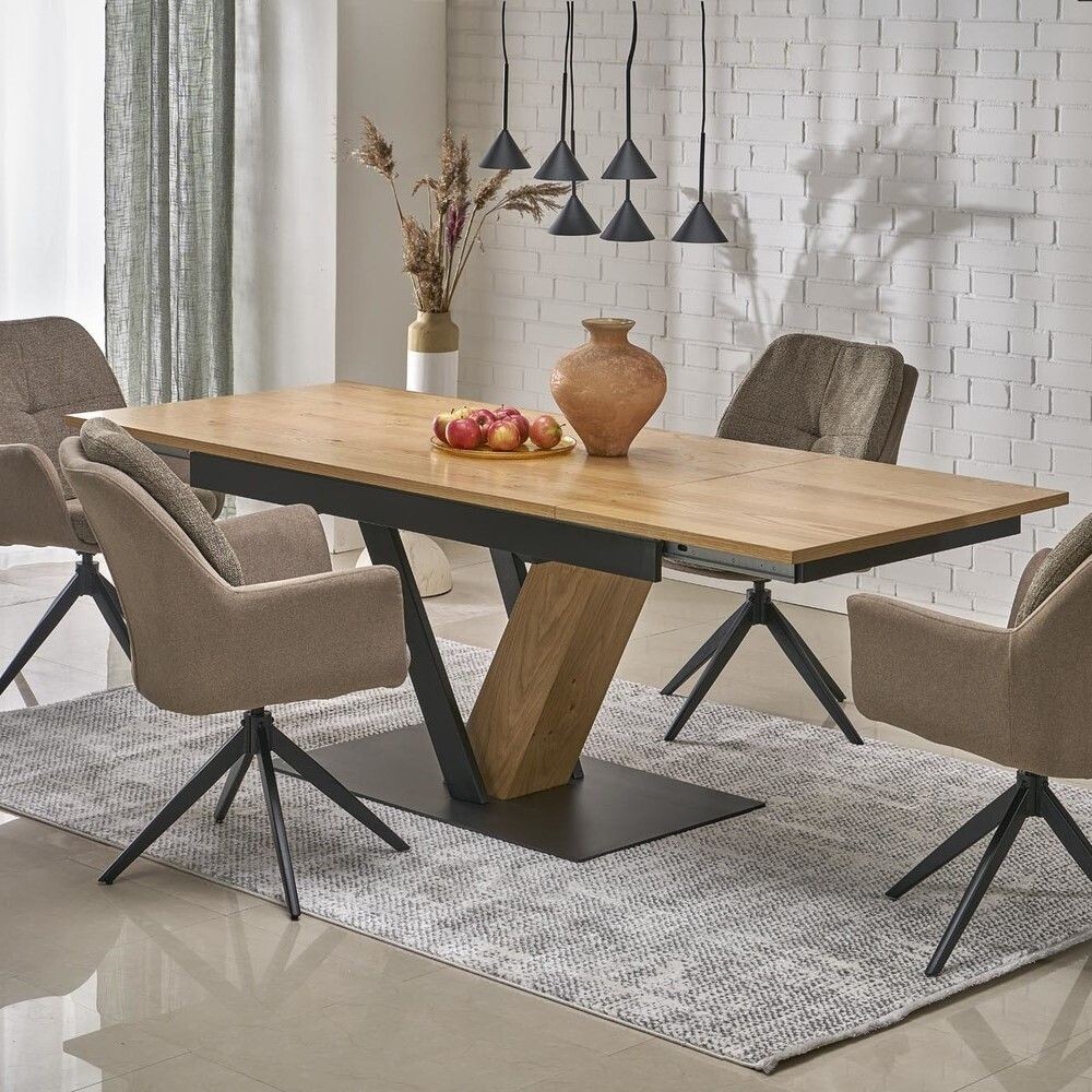 Стол обеденный Halmar FANIS 160 (натуральный/черный)