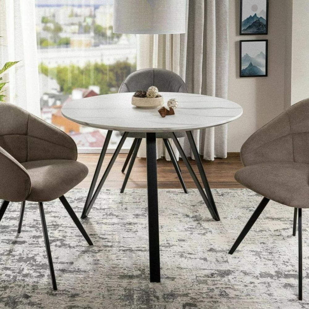 Стол обеденный Signal TETIS 100 (белый мрамор/черный мат)