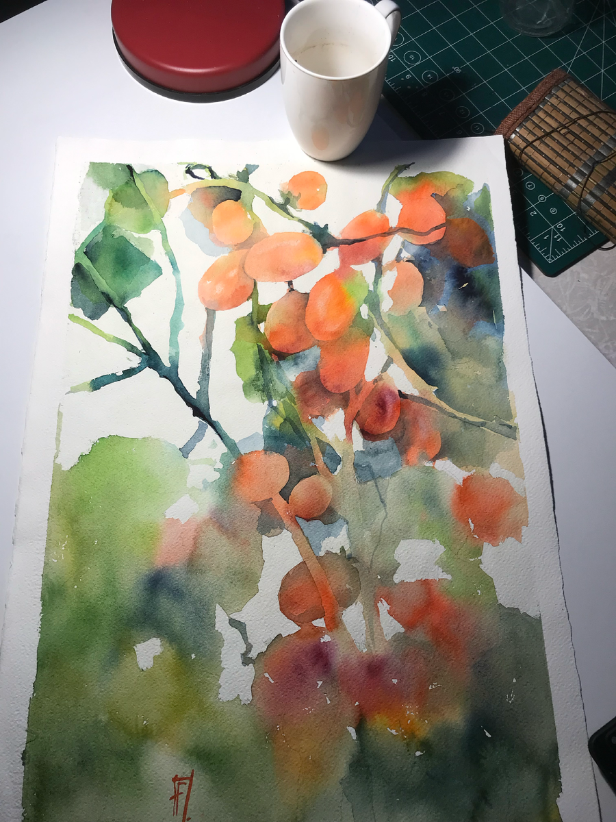 Бумага Fabriano Artistico, акварель, китайская кисть. По мотива работы китайского художника Lian Quan Zhen