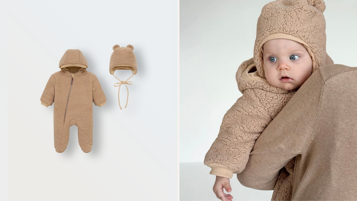  Комбинезон и шапка из шерпы Teddy (сливочный)