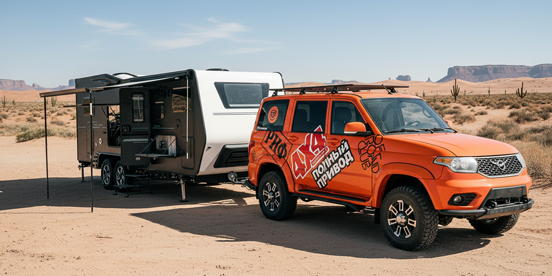 Американец российской сборки или как выглядит самый большой жилой прицеп с гаражом из Коломны