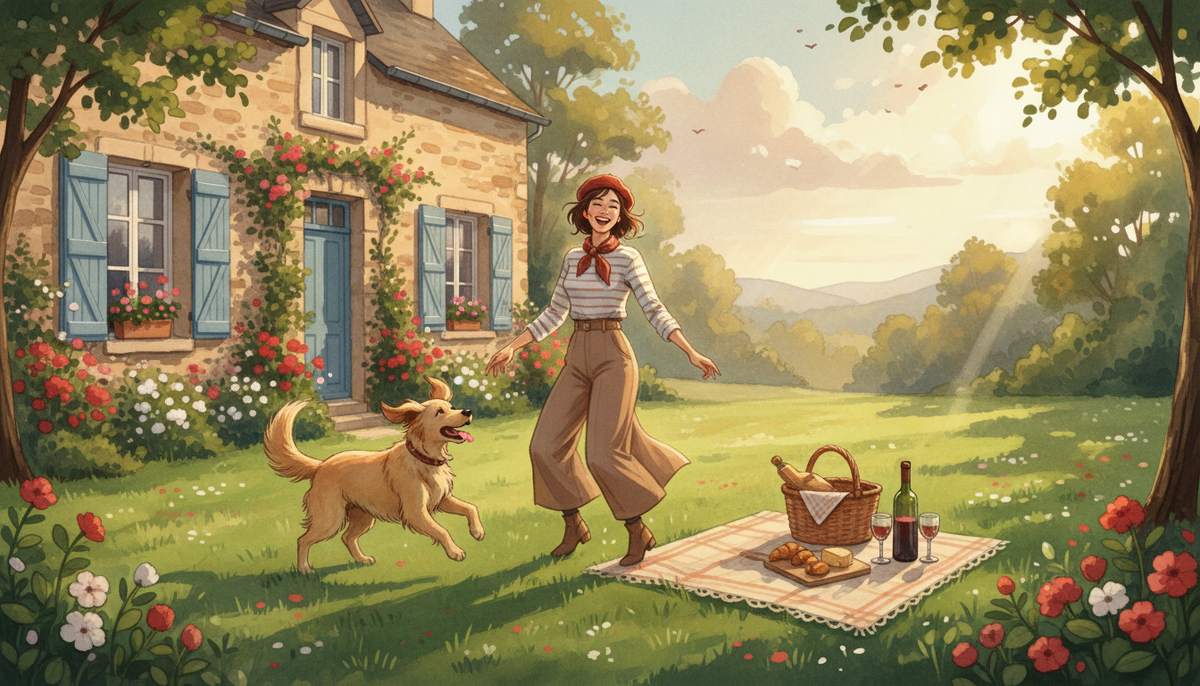 Fille jouant avec le chien près de la maison