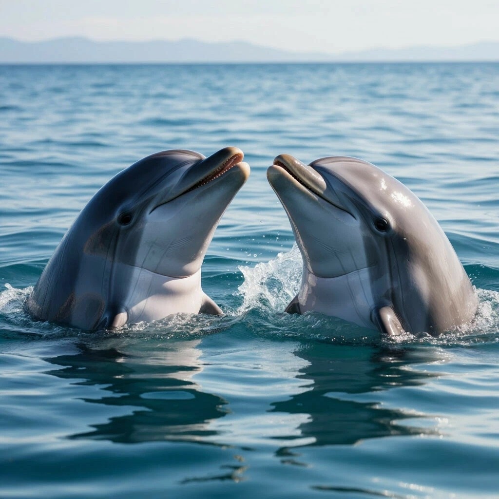 Момент общения дельфинов