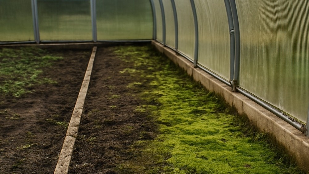 Так выглядела моя теплица — сплошной зеленый ковер мха