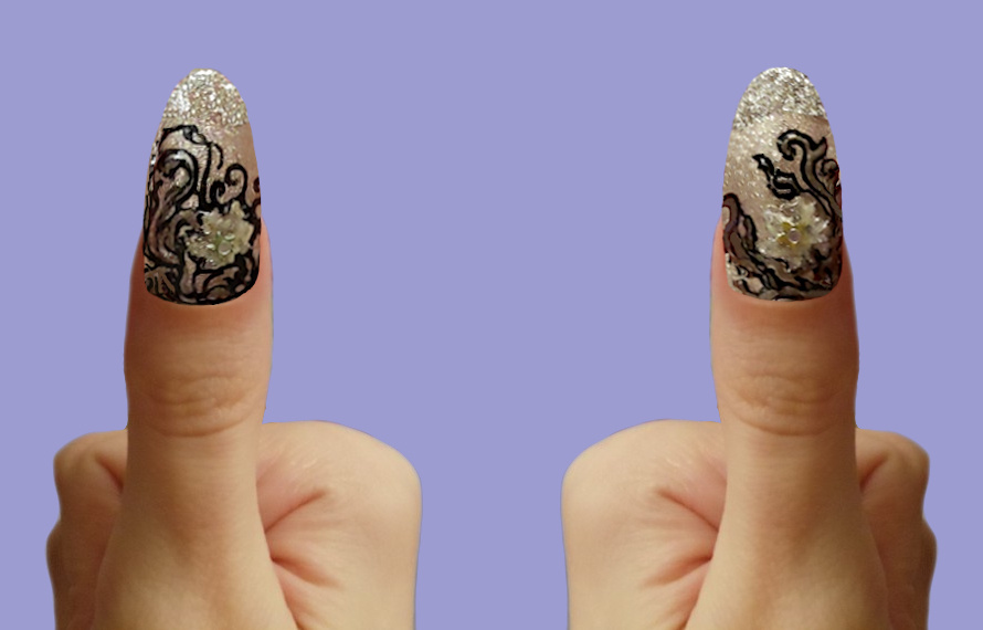 Коллаж. Ногтевой дизайн Листья В Татуировках