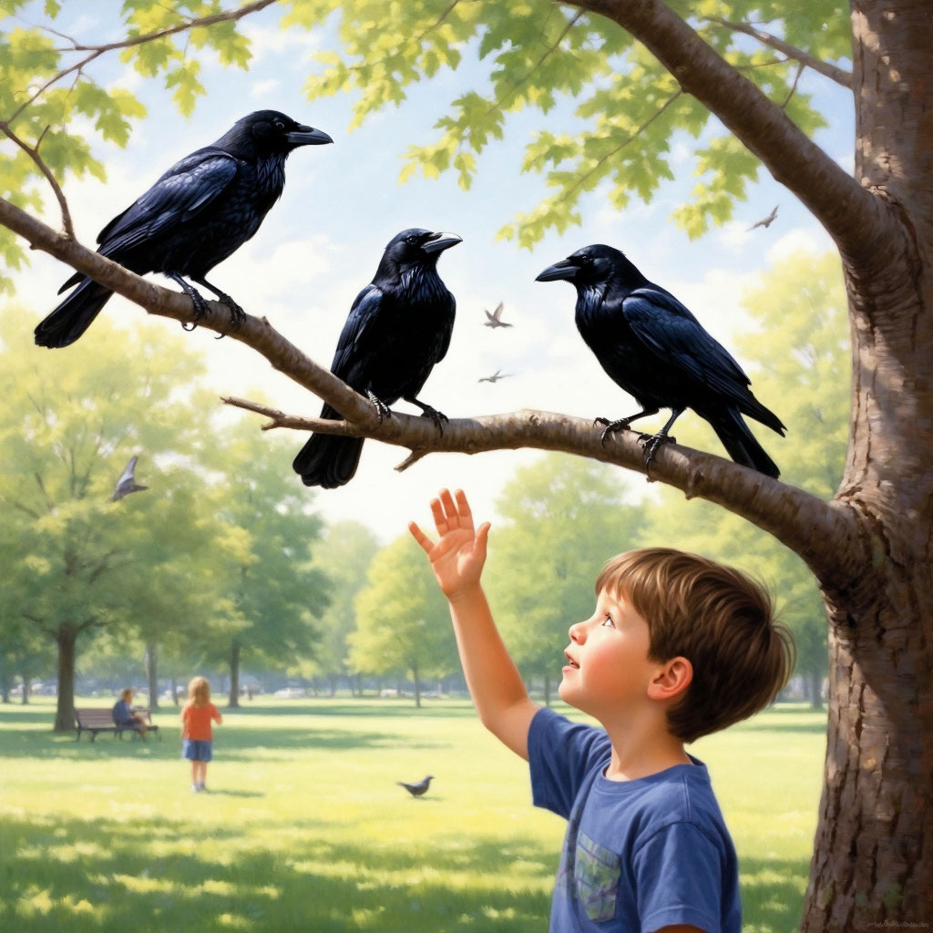 Так нейросеть видит дошкольника, считающего ворон.