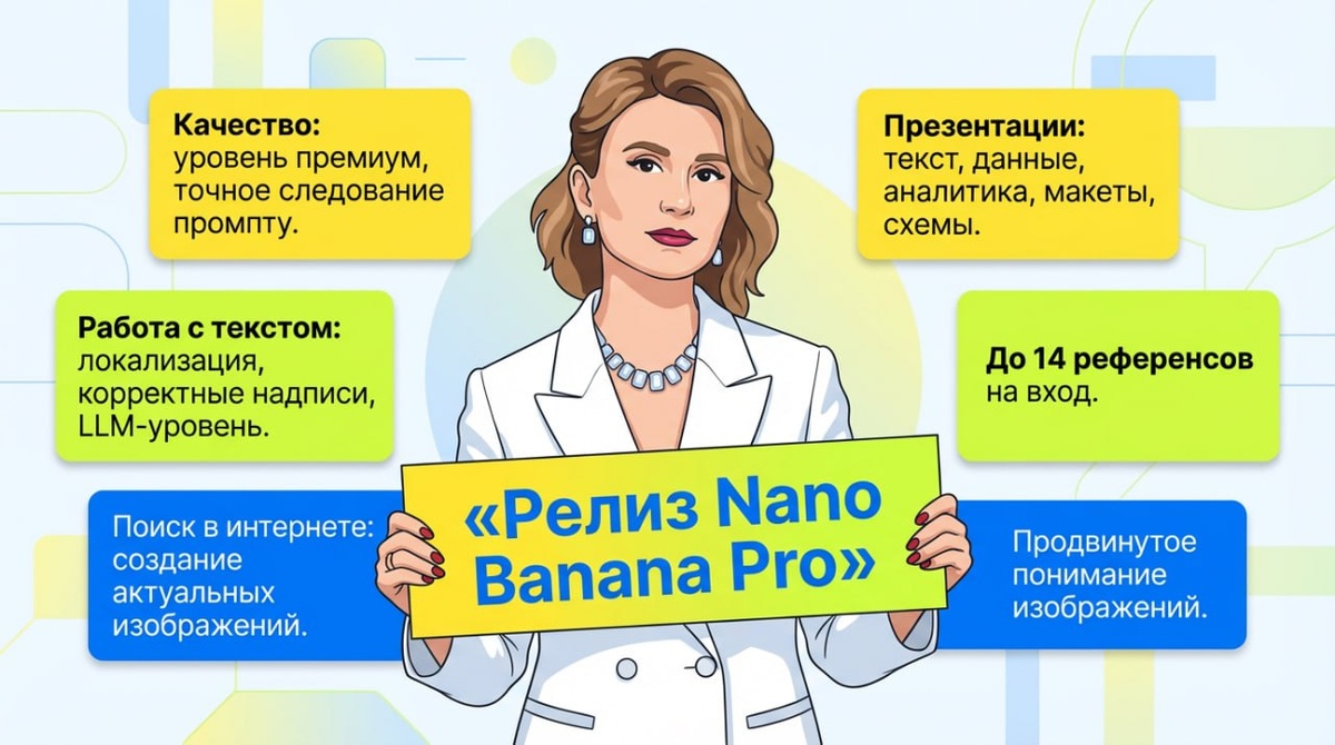 Google выкатил обновлённый Nano Banana Pro, это такой «ИИ-фотошоп», который не превращает людей в жаб и не ломает анатомию. Ксения Баранова