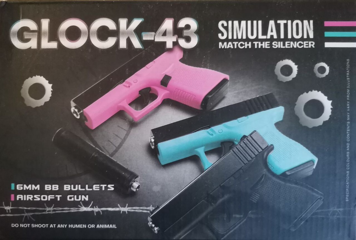 Пистолет приходит вот в такой яркой коробке, как бы намекая, что бывает он не в одном цвете