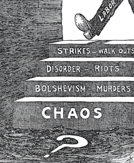 Политическая карикатура периода первой волны "красной угрозы".